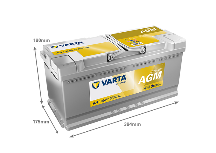 BATERIA VARTA DYNAMIC AGM A4 105AH 950A - Imagen 2